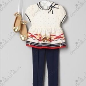 Janie and Jack Cream and Navy Blouse